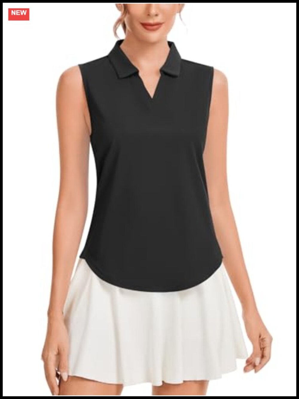 Sleeveless V-Neck Golf Polo Shirt UPF 50+ Quick Dry Women Activewear